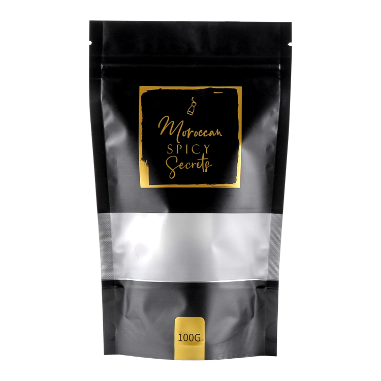 Custom Matte Stand Up Pouch with Window for Spice and Seasoning Powder Packaging