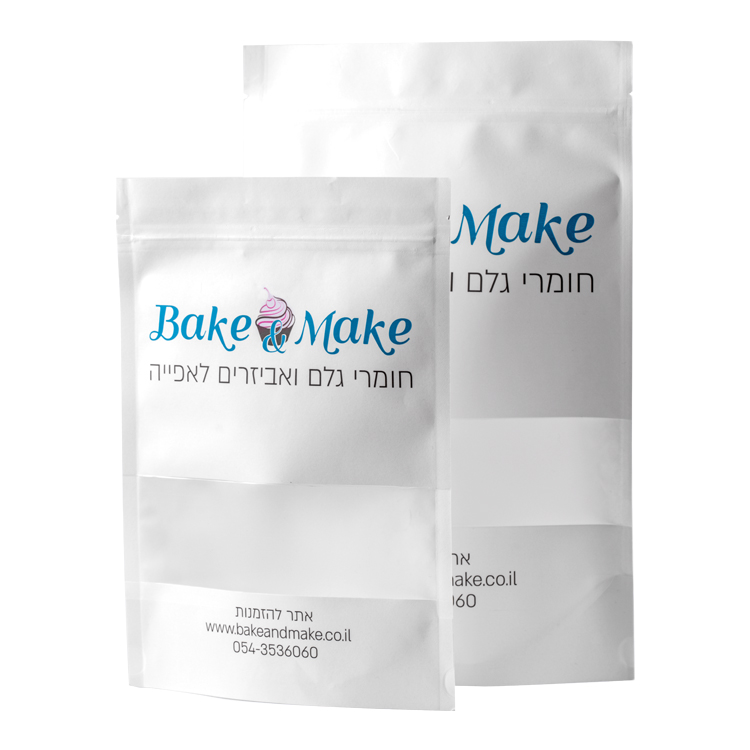 Custom White Kraft Paper Stand Up Pouch with Full-Length Window for Cake & Bakery Packaging Gallery 2