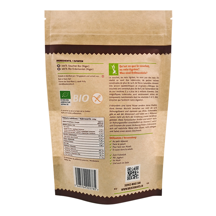 Custom Brown Kraft Paper Stand Up Pouch with Rectangle Window for Organic Nuts & Superfoods Gallery 2