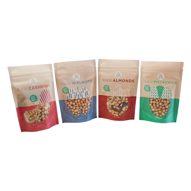 Custom Digitally Printed Stand Up Pouch with Shaped Window for Almonds & Nuts Packaging Gallery 2