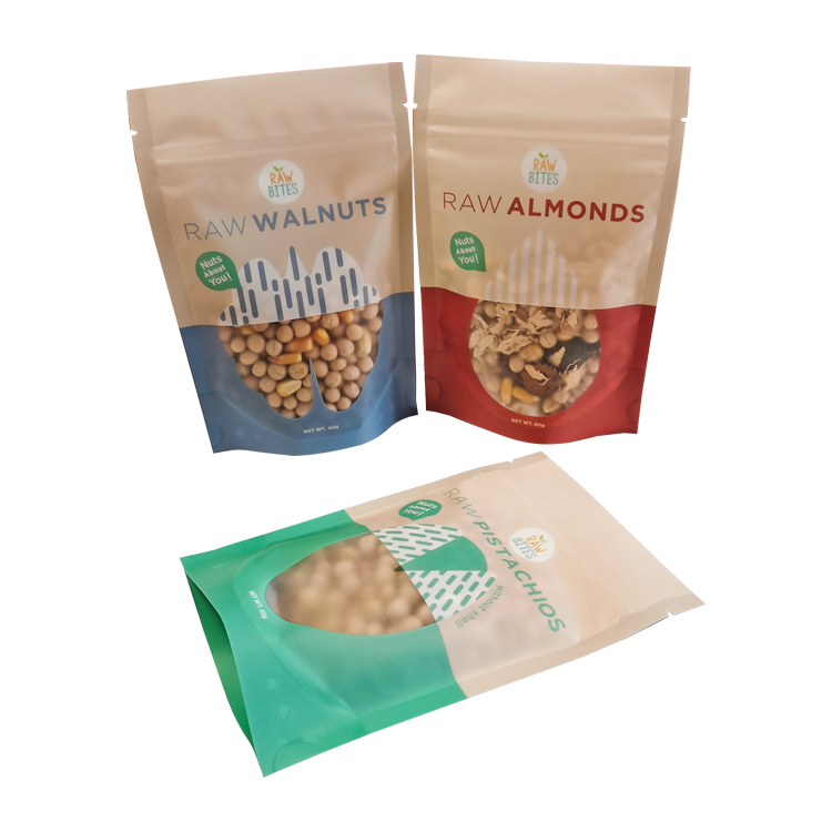 Custom Digitally Printed Stand Up Pouch with Shaped Window for Almonds & Nuts Packaging Gallery 3