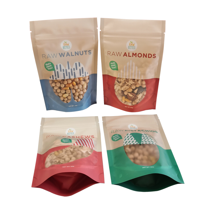 Custom Digitally Printed Stand Up Pouch with Shaped Window for Almonds & Nuts Packaging Gallery 4