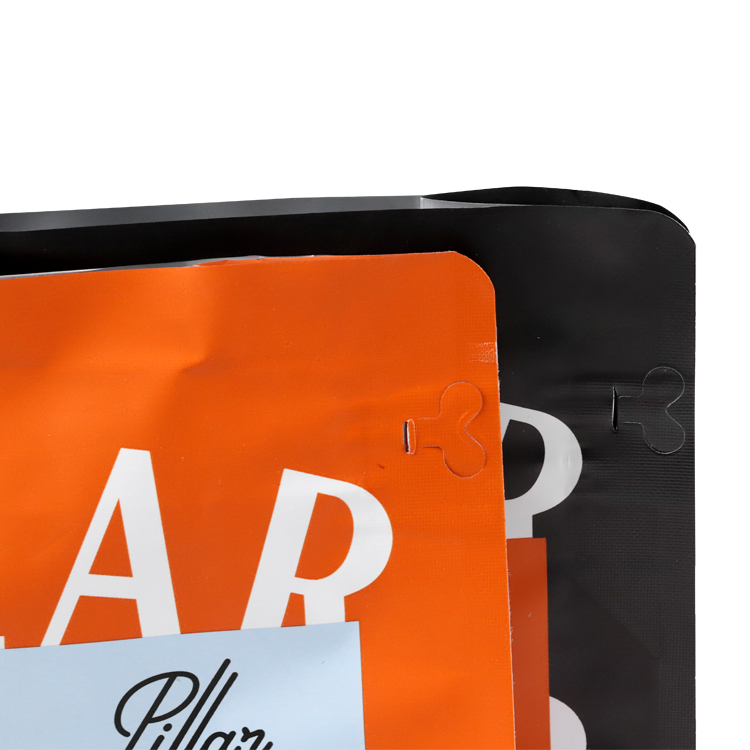 Custom Matte Black Flat Bottom Coffee Pouch with Valve and Side Zipper Gallery 4