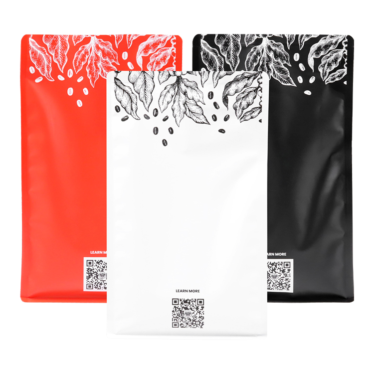 Custom Matte Flat Bottom Coffee Bag with Degassing Valve and Side Zipper Gallery 2