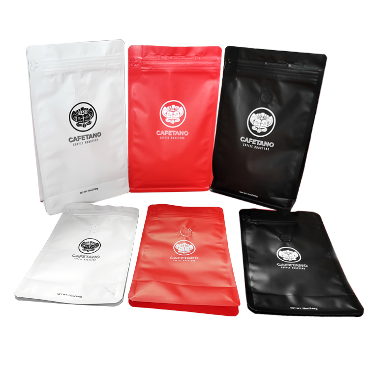 Custom Matte Flat Bottom Coffee Bag with Degassing Valve and Side Zipper Gallery 3