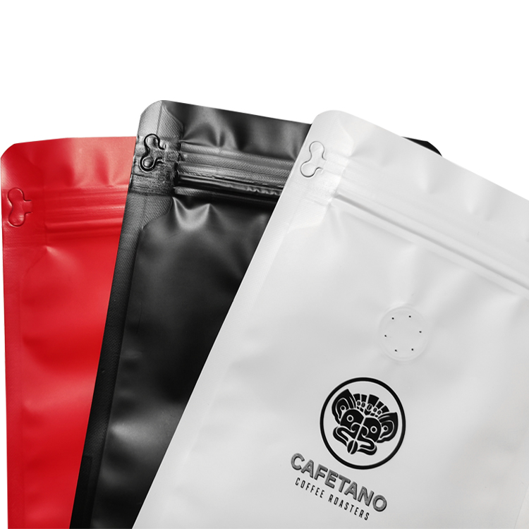 Custom Matte Flat Bottom Coffee Bag with Degassing Valve and Side Zipper Gallery 4