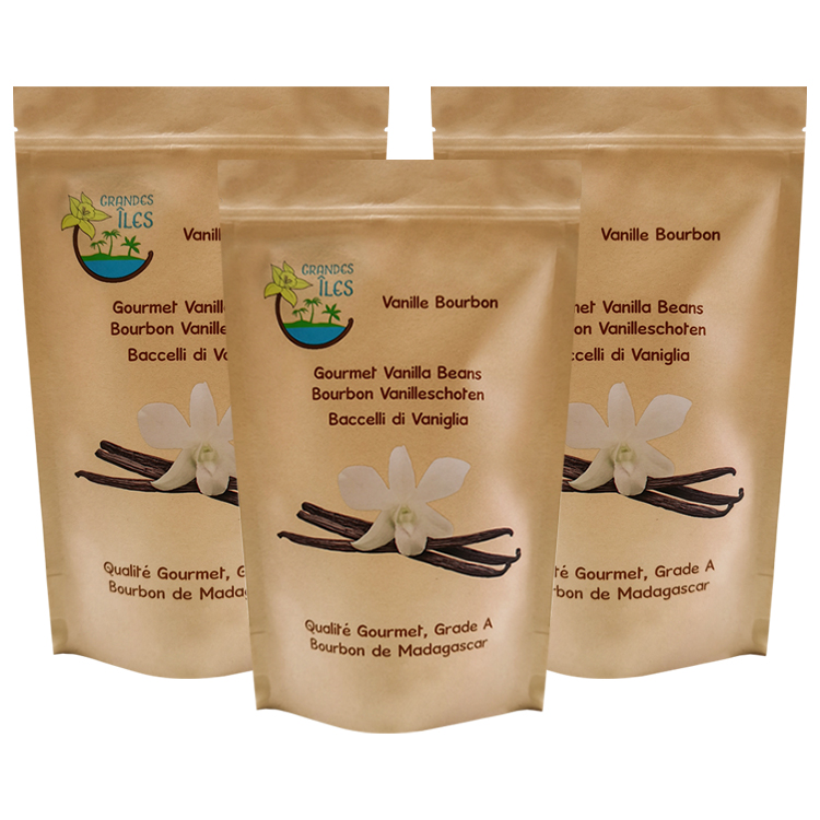 Custom Brown Kraft Paper Stand Up Pouch for Gourmet Vanilla Beans Packaging Gallery 2
