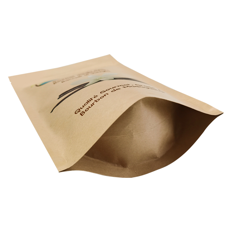 Custom Brown Kraft Paper Stand Up Pouch for Gourmet Vanilla Beans Packaging Gallery 6