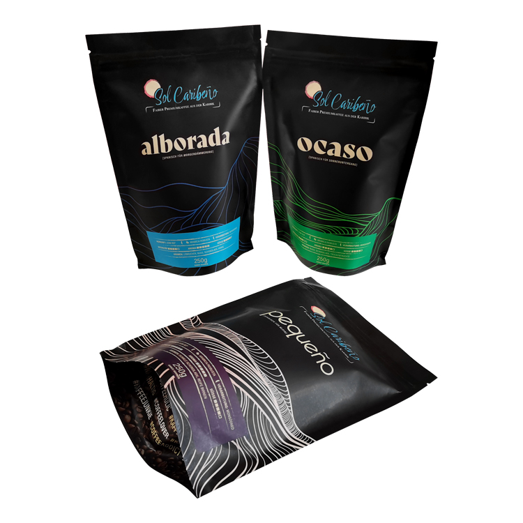 Custom Digitally Printed Matte Kraft Coffee Stand Up Pouch with Valve and Zipper (250g) Gallery 3