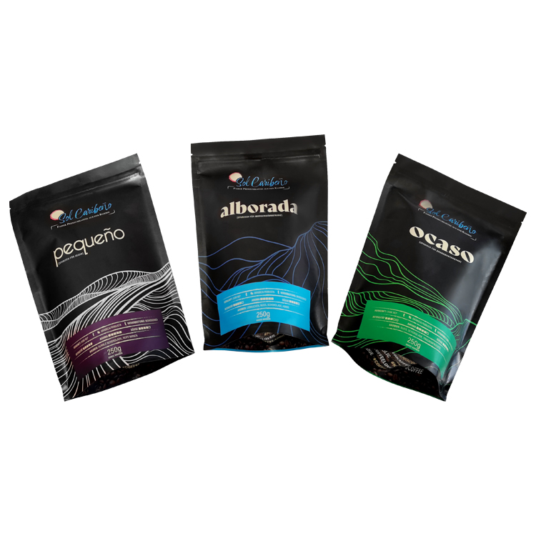 Custom Digitally Printed Matte Kraft Coffee Stand Up Pouch with Valve and Zipper (250g) Gallery 4