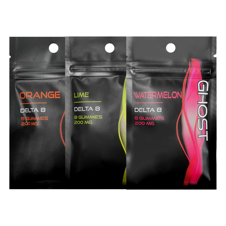 Custom Digitally Printed Matte Three-Side Seal Zipper Pouch for Delta 8 Gummies & Cannabis Edibles Gallery 2
