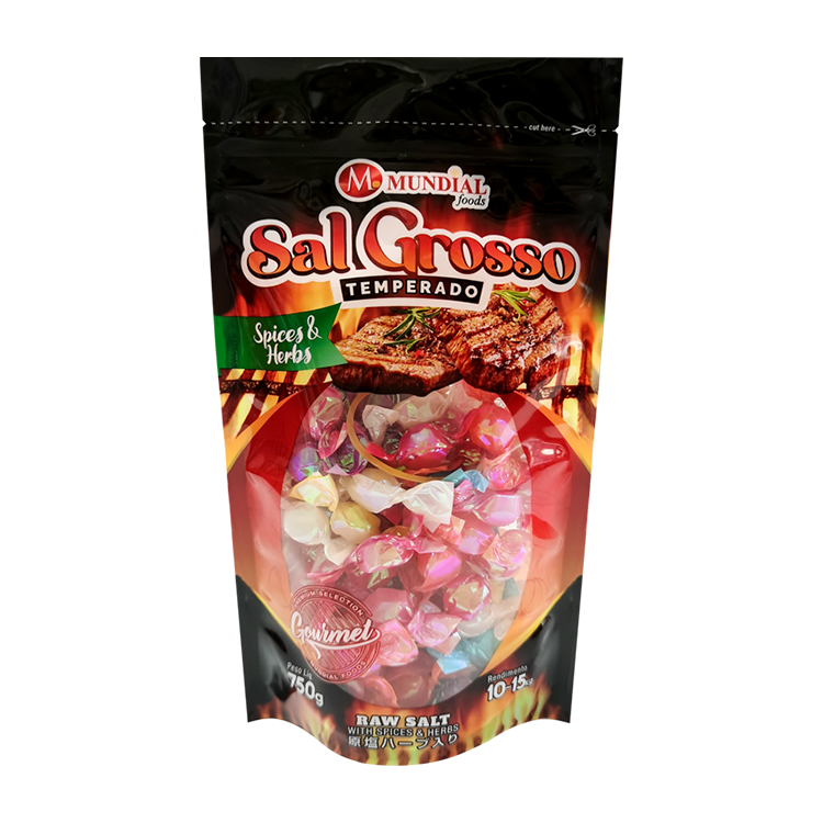 Custom Clear Window Stand Up Pouch with Nylon (NY/PE) for 750g BBQ Seasoning & Coarse Salt Gallery 2