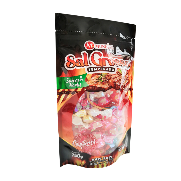 Custom Clear Window Stand Up Pouch with Nylon (NY/PE) for 750g BBQ Seasoning & Coarse Salt Gallery 4