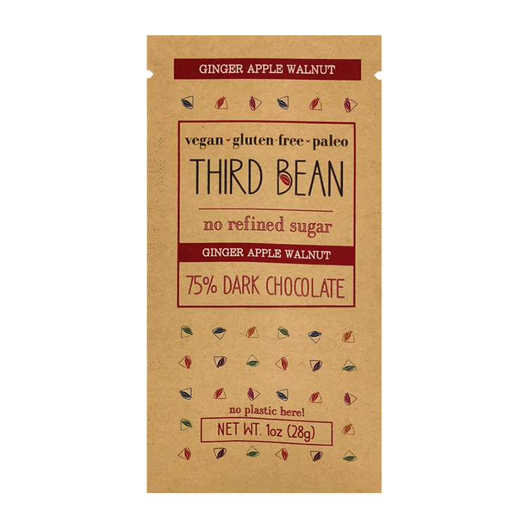 Custom Digitally Printed Kraft Paper Three-Side Seal Pouch for Organic Dark Chocolate Bars Gallery 3