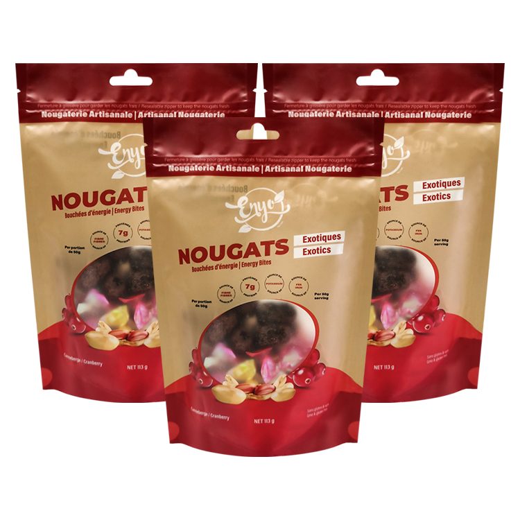 Custom Digitally Printed Matte Stand Up Pouch with Shaped Window and Hang Hole for Nougats & Energy Bites Gallery 6
