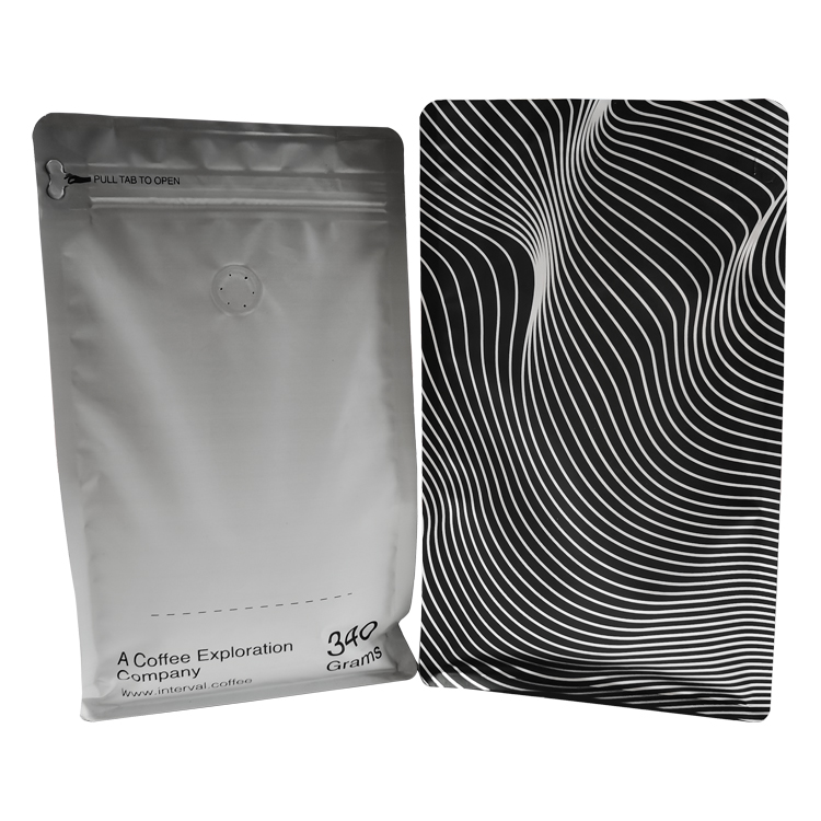 Custom Digitally Printed Matte Flat Bottom Coffee Bag with Valve and Pull-Tab Zipper (340g / 12oz) Gallery 2