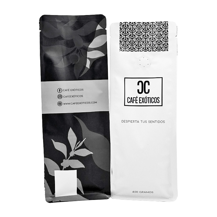 Custom Matte Flat Bottom Coffee Bag with One-Way Degassing Valve (400g)