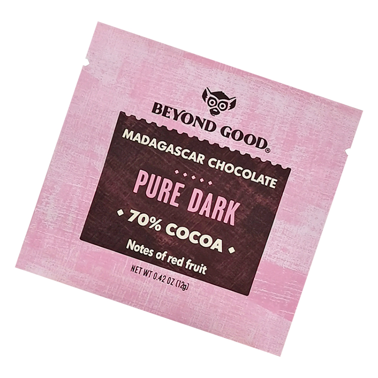 Custom Printed Matte Three-Side Seal Sachet for Single-Serve Dark Chocolate Bars (12g) Gallery 4