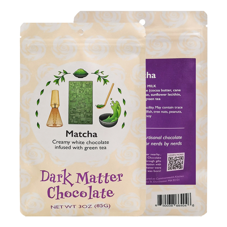 Custom Digitally Printed White Kraft Stand Up Zipper Pouch for 3oz (85g) Artisan Chocolate Bars Gallery 4