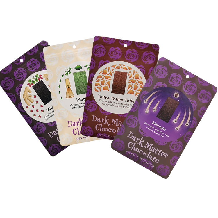 Custom Digitally Printed White Kraft Stand Up Zipper Pouch for 3oz (85g) Artisan Chocolate Bars Gallery 6