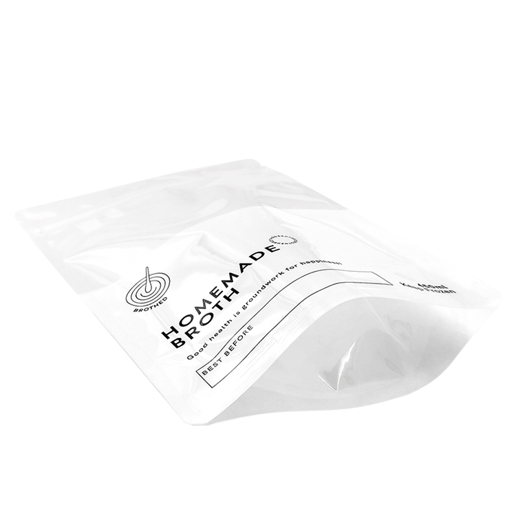 Custom Clear Window Stand Up Liquid Pouch with Leak-Proof Zipper for 450ml Frozen Broth & Soup Gallery 6