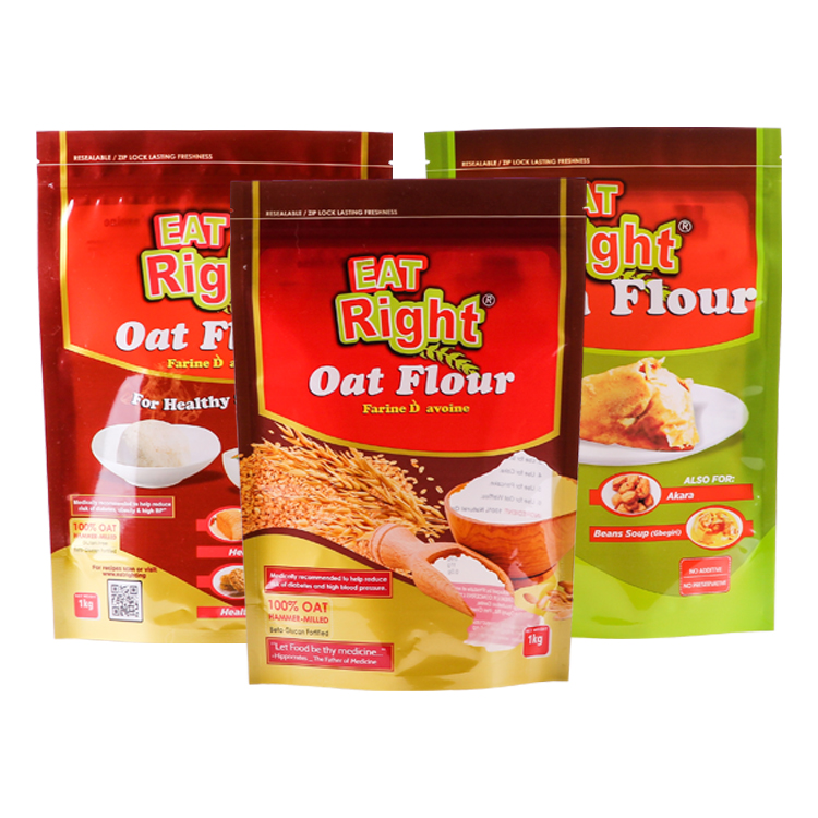 Custom 1kg Stand-Up Pouch for Oat Flour – High-Barrier NY/PE Packaging Bag with Resealable Zipper