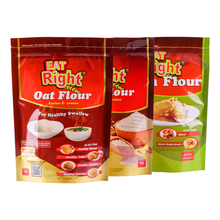 Custom 1kg Stand-Up Pouch for Oat Flour – High-Barrier NY/PE Packaging Bag with Resealable Zipper Gallery 3