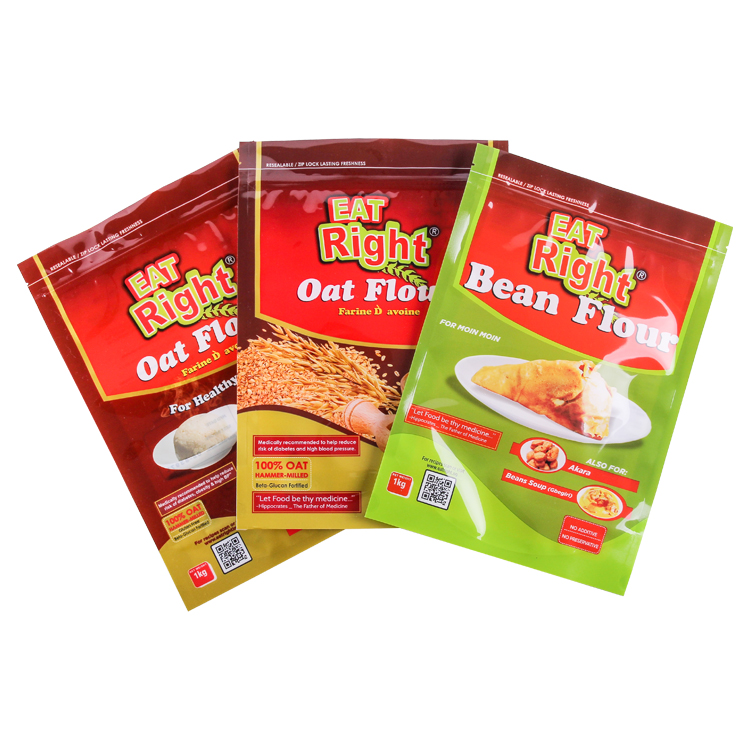 Custom 1kg Stand-Up Pouch for Oat Flour – High-Barrier NY/PE Packaging Bag with Resealable Zipper Gallery 4