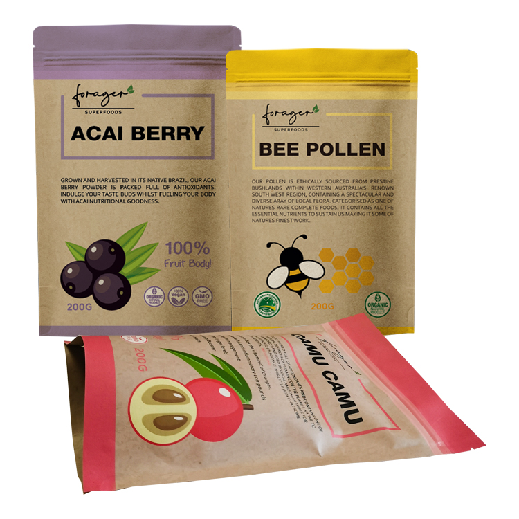 Custom 200g Kraft Paper Stand-Up Pouch for Superfoods – High-Barrier VMPET Lined Packaging Bag with Digital Printing Gallery 2