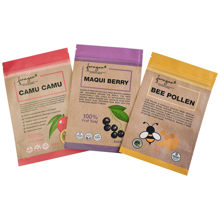 Custom 200g Kraft Paper Stand-Up Pouch for Superfoods – High-Barrier VMPET Lined Packaging Bag with Digital Printing Gallery 4