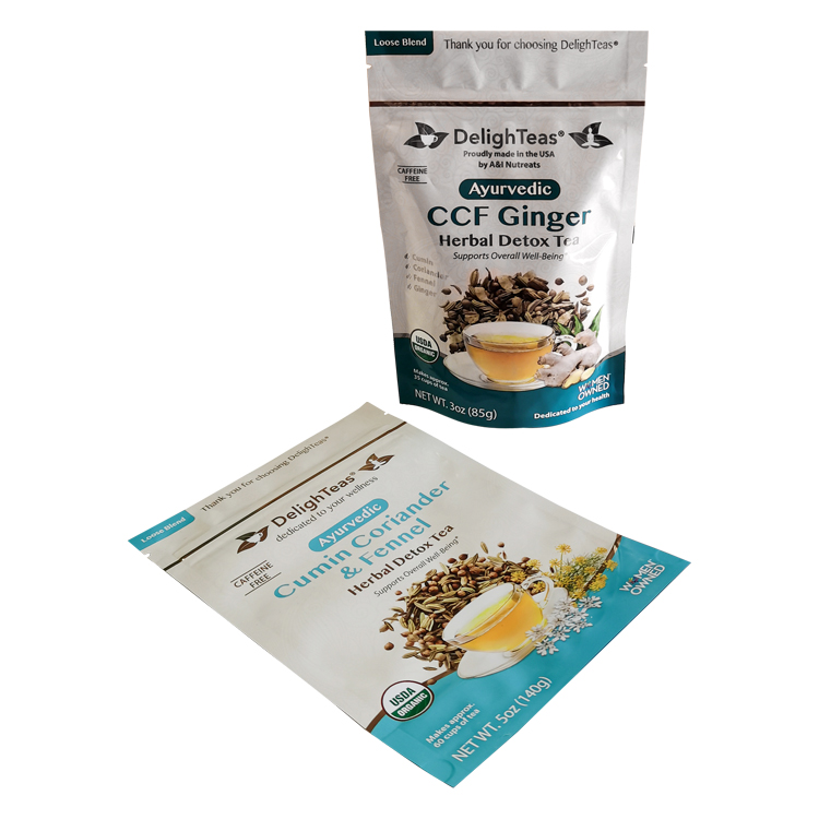 Custom 3oz Stand-Up Pouch for Loose Leaf Tea – High-Barrier VMPET Packaging Bag with Spot UV & Anti-Static Design Gallery 2