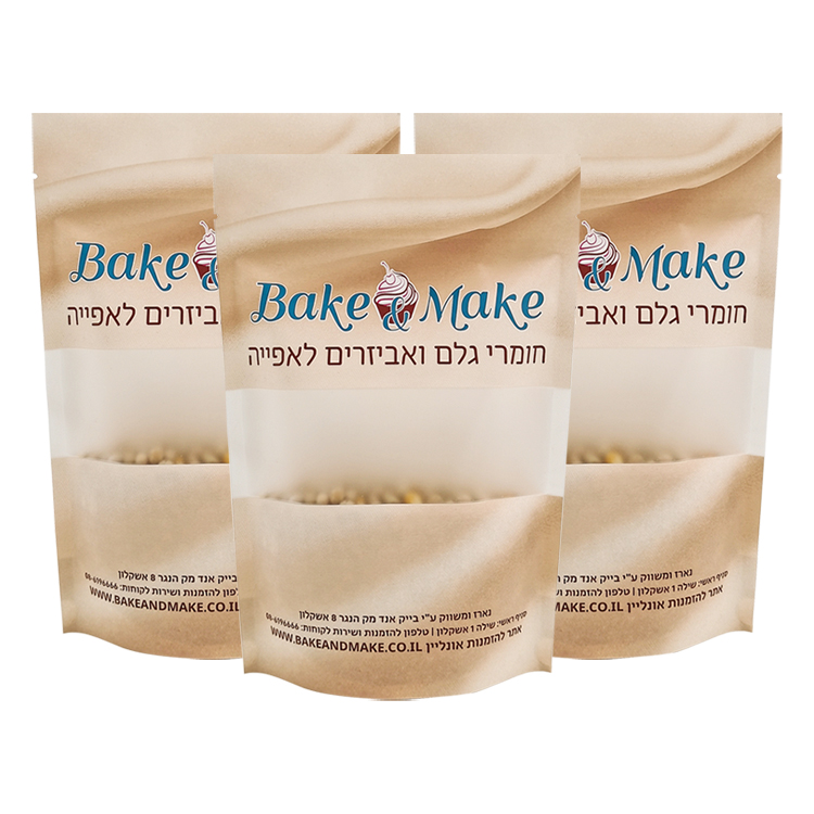 Custom White Kraft Paper Stand-Up Pouch for Baking Ingredients – Matte Packaging Bag with Clear Window and Resealable Zipper Gallery 2