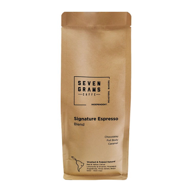 Custom 12oz Flat Bottom Kraft Paper Coffee Bag – High-Barrier VMPET Lined Eight-Side Sealed Pouch with One-Way Degassing Valve Gallery 6