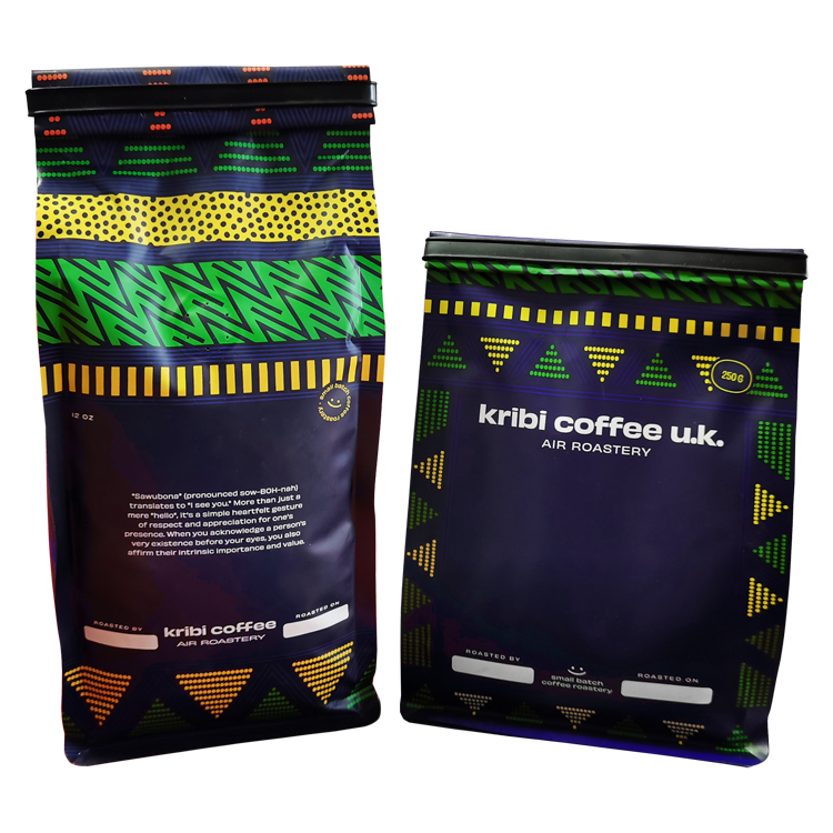 Custom Matte Flat Bottom Coffee Pouch – High-Barrier VMPET Lined 12oz/250g Eight-Side Sealed Bag with One-Way Degassing Valve