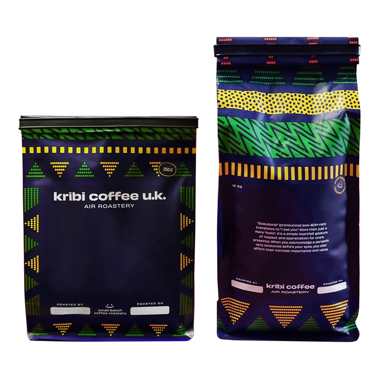 Custom Matte Flat Bottom Coffee Pouch – High-Barrier VMPET Lined 12oz/250g Eight-Side Sealed Bag with One-Way Degassing Valve Gallery 2