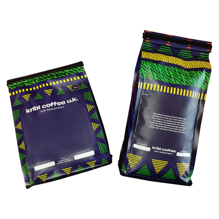 Custom Matte Flat Bottom Coffee Pouch – High-Barrier VMPET Lined 12oz/250g Eight-Side Sealed Bag with One-Way Degassing Valve Gallery 4