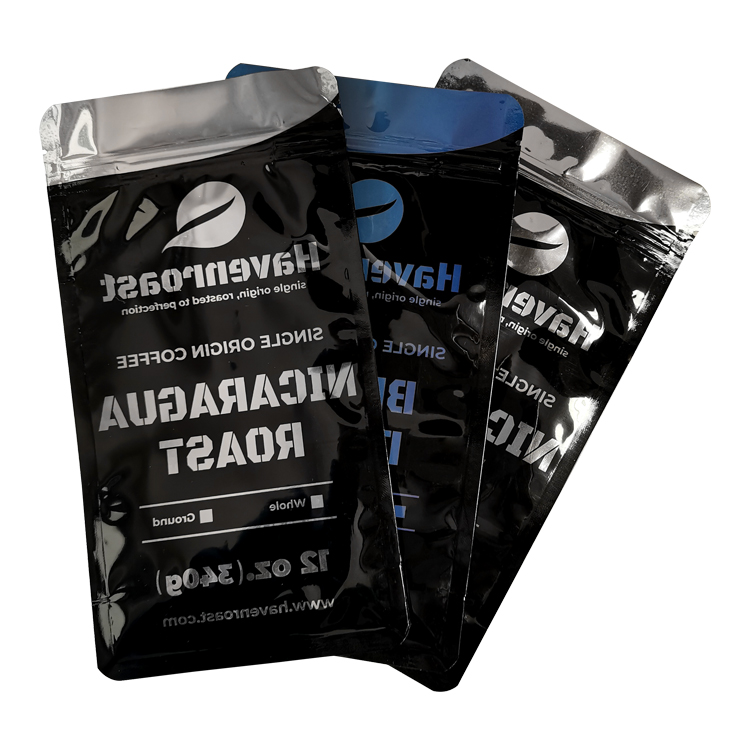 Custom 12oz Flat Bottom Coffee Pouch – High-Barrier Glossy VMPET Lined Eight-Side Sealed Bag with One-Way Degassing Valve Gallery 4