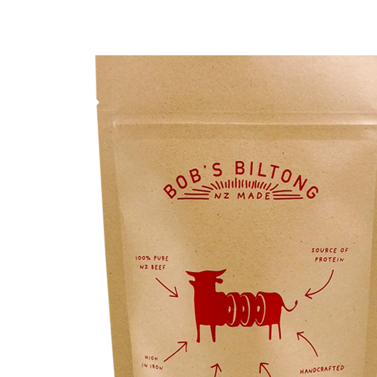 Custom 80g Kraft Paper Stand-Up Pouch for Beef Jerky – High-Barrier VMPET Lined Meat Snack Bag with Resealable Zipper Gallery 5
