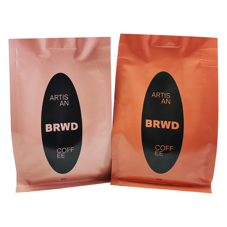 Custom 250g Flat Bottom Coffee Pouch – Matte VMPET Lined Eight-Side Sealed Bag with One-Way Valve & Pocket Zipper Gallery 2