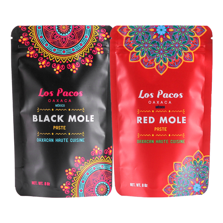 Custom 8oz Stand-Up Pouch for Mexican Mole Paste – High-Barrier Matte VMPET Bag with Oil-Resistant Liquid PE Lining