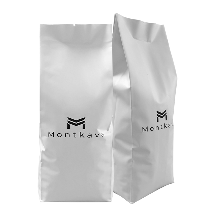 Custom Minimalist Matte White Box bottom pouch Coffee Pouch with One-Way Degassing Valve Gallery 3