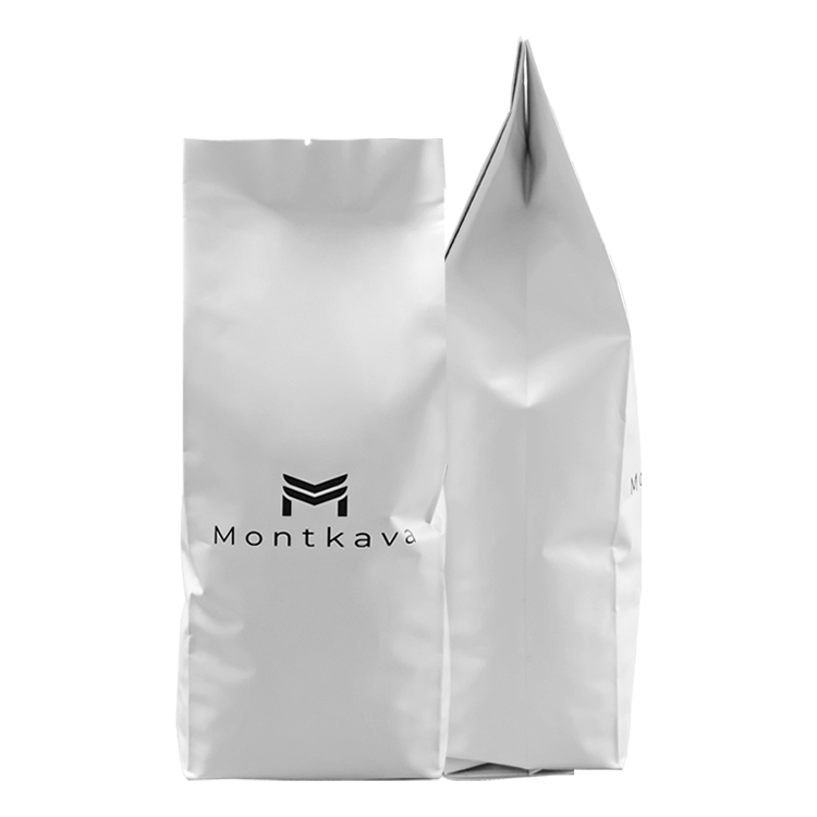 Custom Minimalist Matte White Box bottom pouch Coffee Pouch with One-Way Degassing Valve Gallery 4