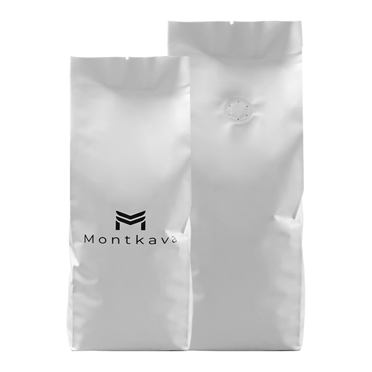 Custom Minimalist Matte White Box bottom pouch Coffee Pouch with One-Way Degassing Valve Gallery 2