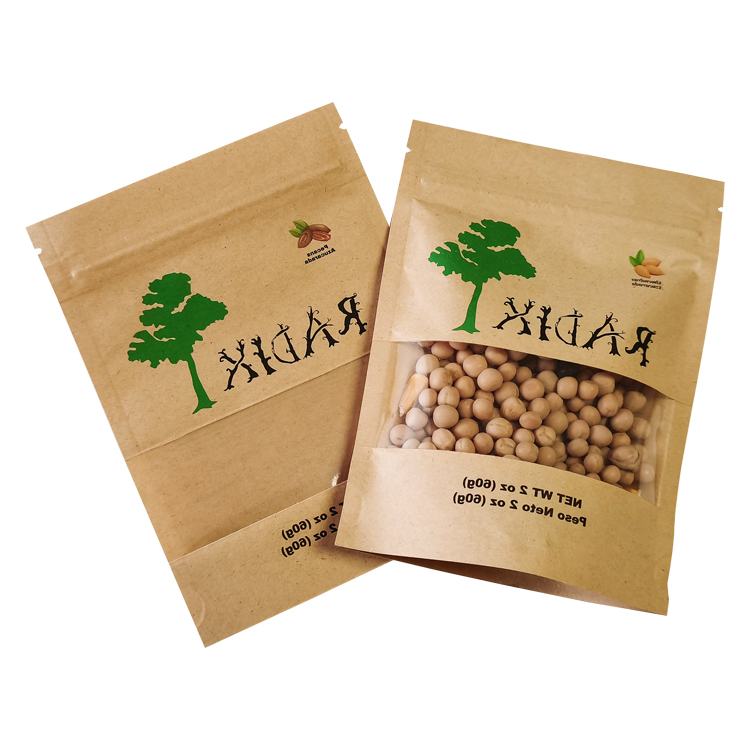 Custom Digital Printed Brown Kraft Paper Stand Up Pouch with Window for Candied Nuts & Snacks (2oz / 60g) Gallery 5
