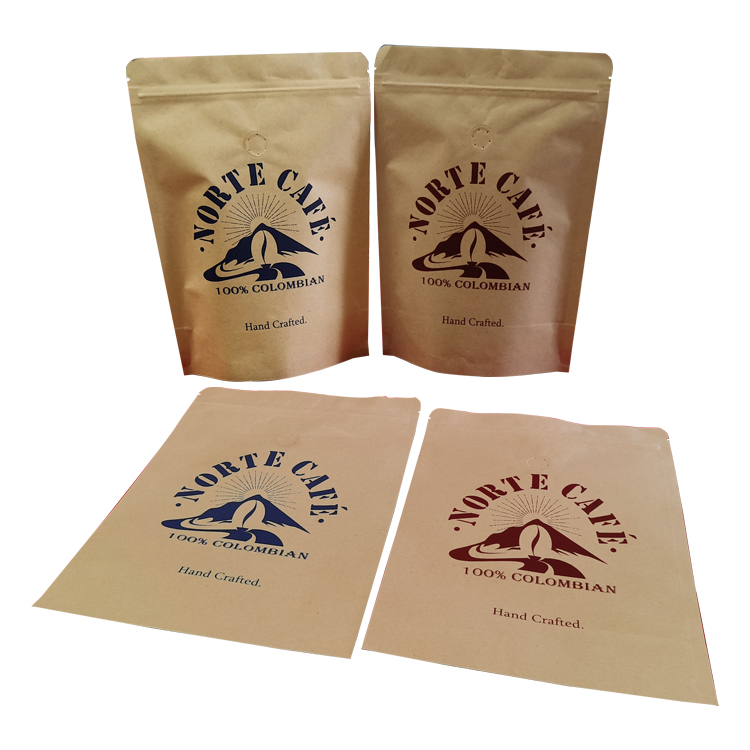 Custom Printed Matte-Shield Kraft Paper Stand Up Coffee Bag with Degassing Valve Gallery 2