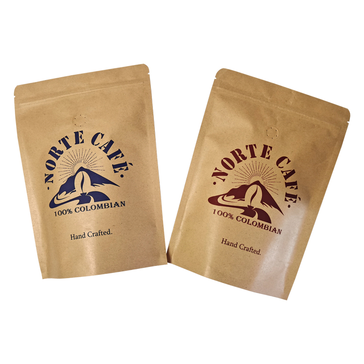 Custom Printed Matte-Shield Kraft Paper Stand Up Coffee Bag with Degassing Valve Gallery 3