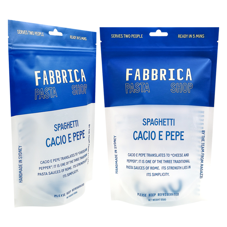Custom Frosted Matte Stand Up Pouch with Zipper and Euro Slot for 500g+ Fresh Pasta & Chilled Foods Gallery 5