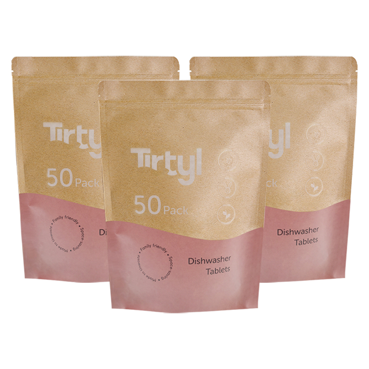 Custom Printed 100% Compostable Kraft Stand Up Pouch with PBS Zipper for Dishwasher Tablets Gallery 2