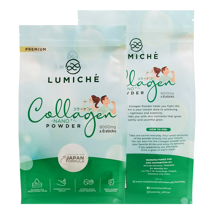 Custom Matte Flat Bottom Pouch (8-Side Seal) for Collagen Powder and Supplement Stick Packs