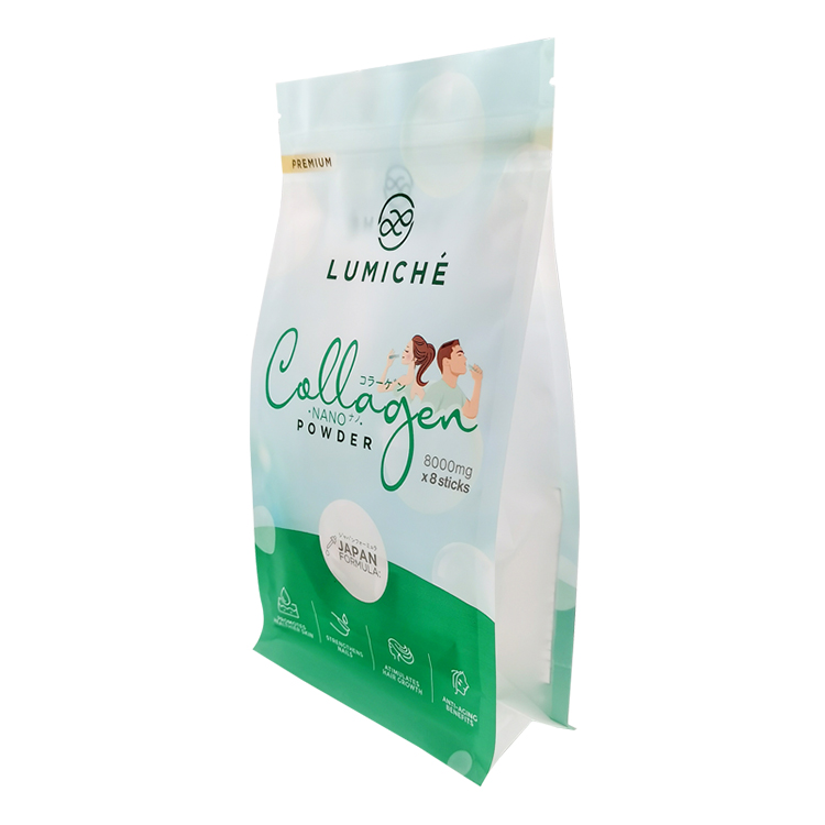 Custom Matte Flat Bottom Pouch (8-Side Seal) for Collagen Powder and Supplement Stick Packs Gallery 5